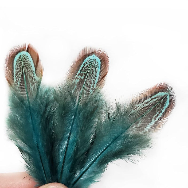 HAPPY FEATHER 50 pcs Natural Pheasant Plumage Feathers 2-3 Inches Plumage Feathers for Sewing Crafts Clothing Decorating Accessories -Blue - Image 4